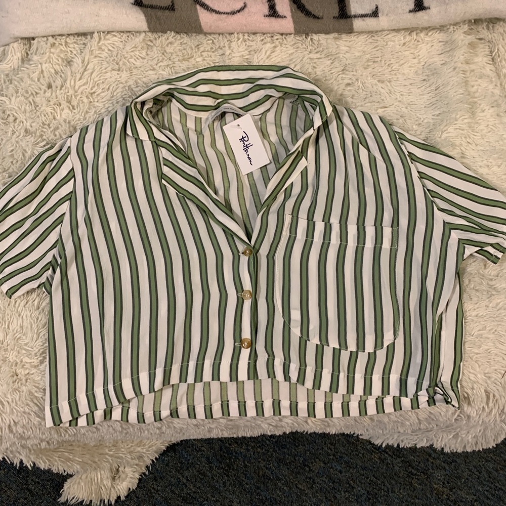FAITHFULL THE BRAND NWT cropped striped button up